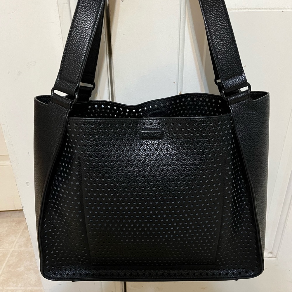 Black Perforated Tote Bag - Women